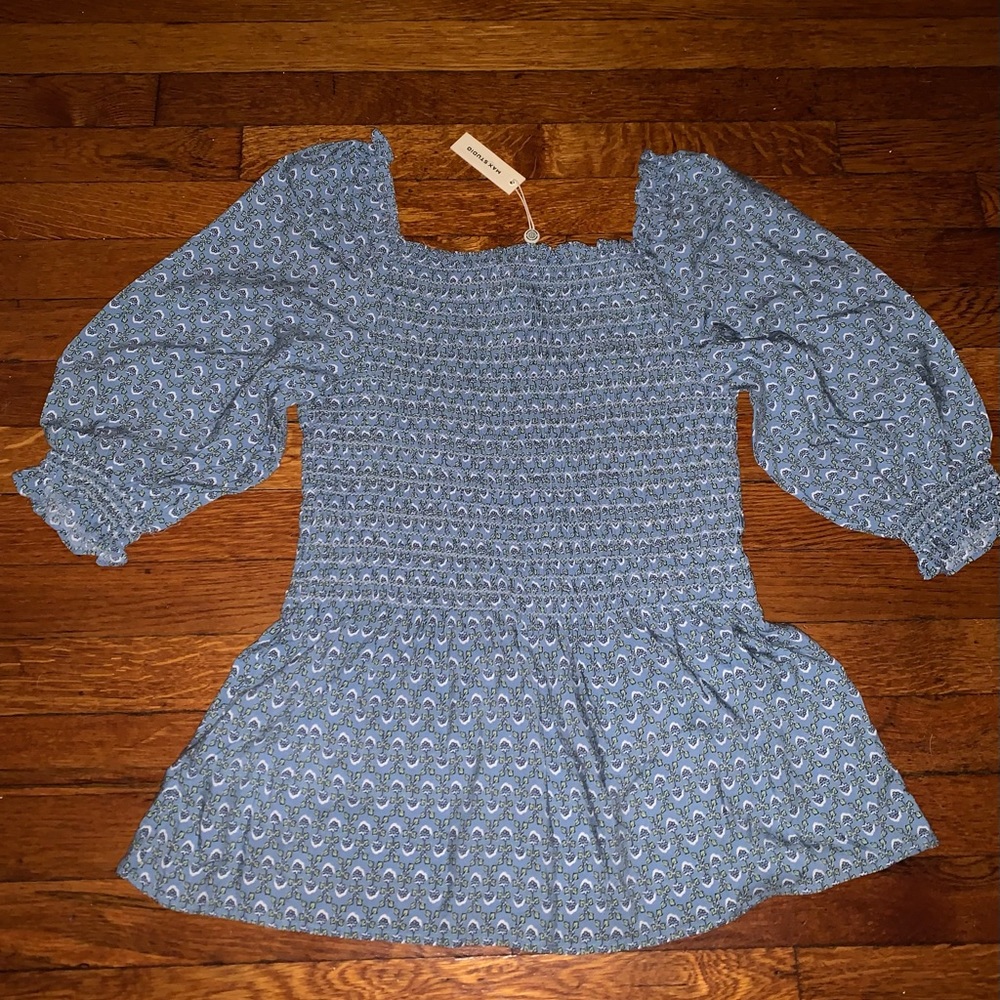 MAX STUDIO 💚RUFFLED SMOCKED PEASANT BLOUSE NWT…SIZE LARGE